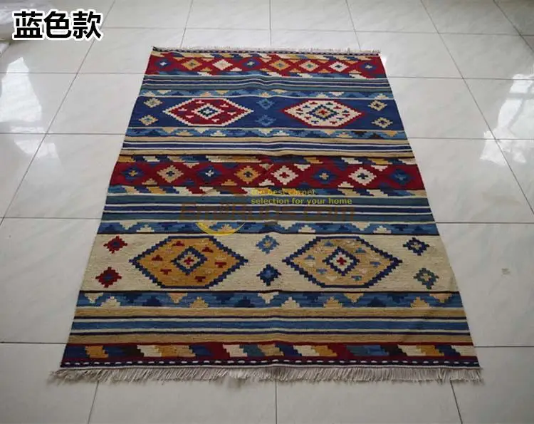 Bohemian Mediterranean style hand- woven wool carpets / Ji Limu kilim rug gc137-47yg4