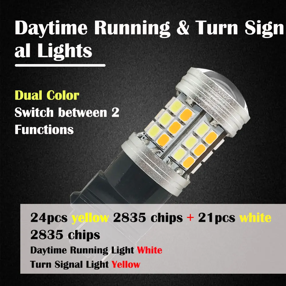 40pcs Dual Color Led 1157 BAY15D P21/5W T20 7443 Led Bulb 3157 W21/5W Led Fog Lamp Light Driving Light Auto running White Amber