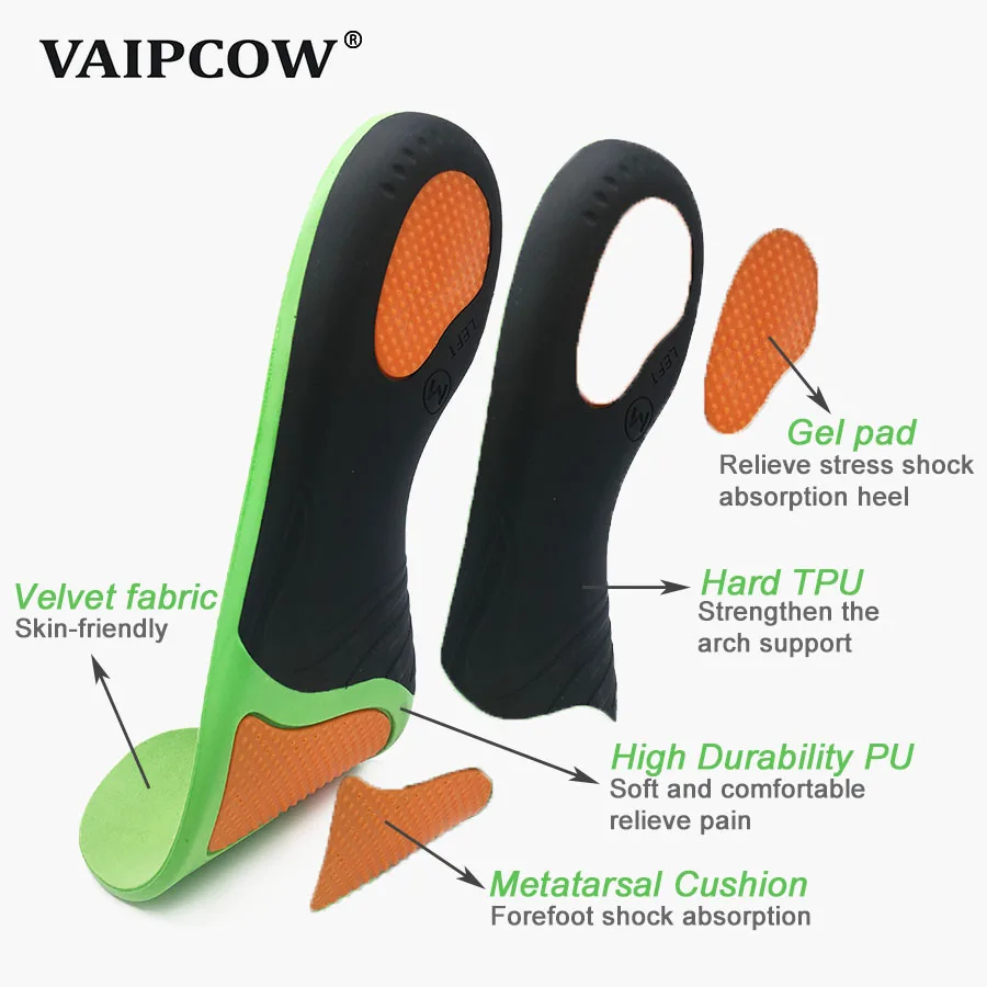 VAIPCOW Orthopedic Shoes Sole Insoles For Shoes Arch Foot X/O Type Leg corrigibil Flat Foot Arch Support Sports Shoes Inserts