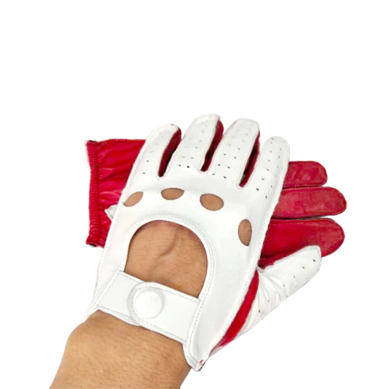 CART TIGER-Gants de conduite en cuir pour hommes, peau d\'agneau souple, fins, à la mode, poignet court