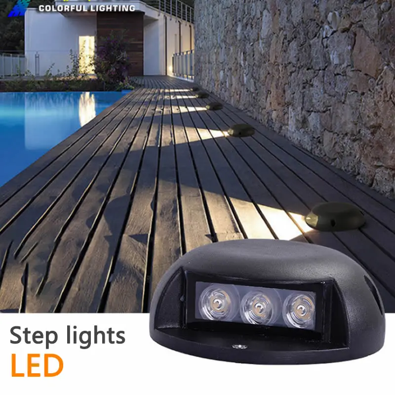 Luz LED subterránea para exteriores, luces de paso para valla de jardín, escalera, cubierta, carril, lámpara de cadena de 110V- 220V