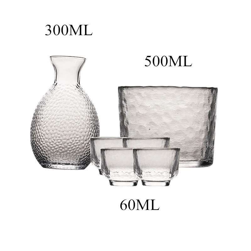 Japanese Style Glass Wine Set Sake Pot Ice Wine Warmer Ware Creative Hammer Grain Gold Edge Heat Resistant Yellow Wine Pot