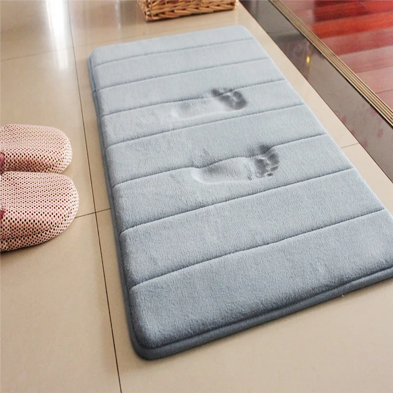 

Coral Fleece Memory Foam Bath Mat Bathroom Horizontal Stripe Carpet Non-slip Bath Mat 40x60cm Bathroom Carpet 1pc