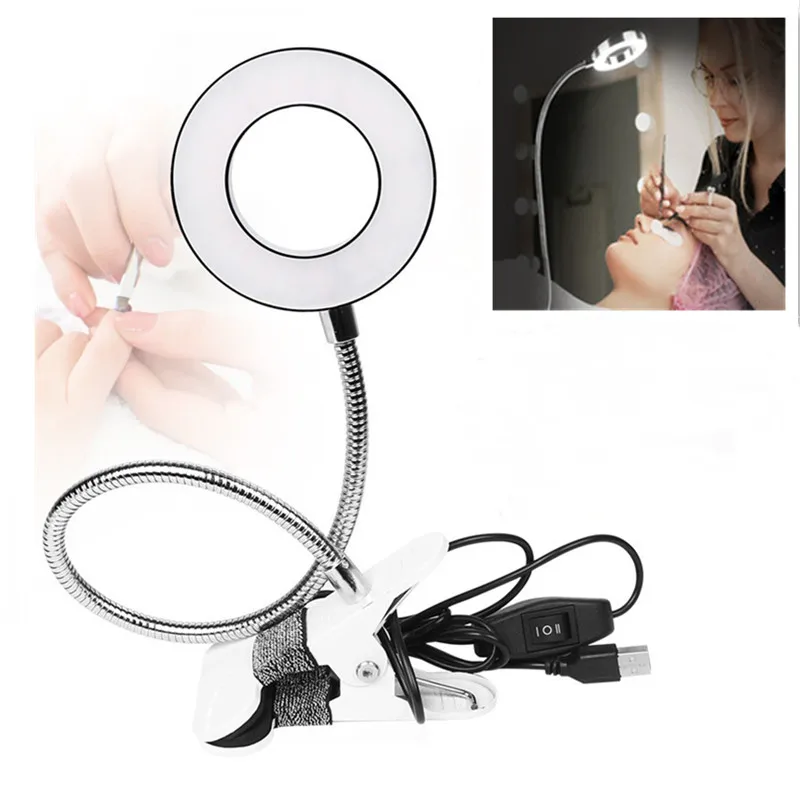 

1PC Portable Desk Lamp Makeup Illuminator Equipment Improved 8X Magnifier Tattoo Lamp with Clamp USB Lamp Student Reading Light