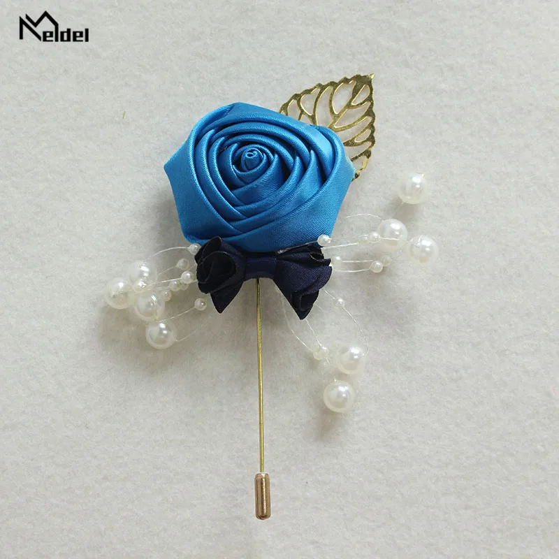 Meldel Lụa Boutonnieres Dạ Hội Xòe Lễ Hoa Nam Thổ Cẩm Chân Burgundy Cưới Boutonniere Chú Rể Cúc Chân Hoa