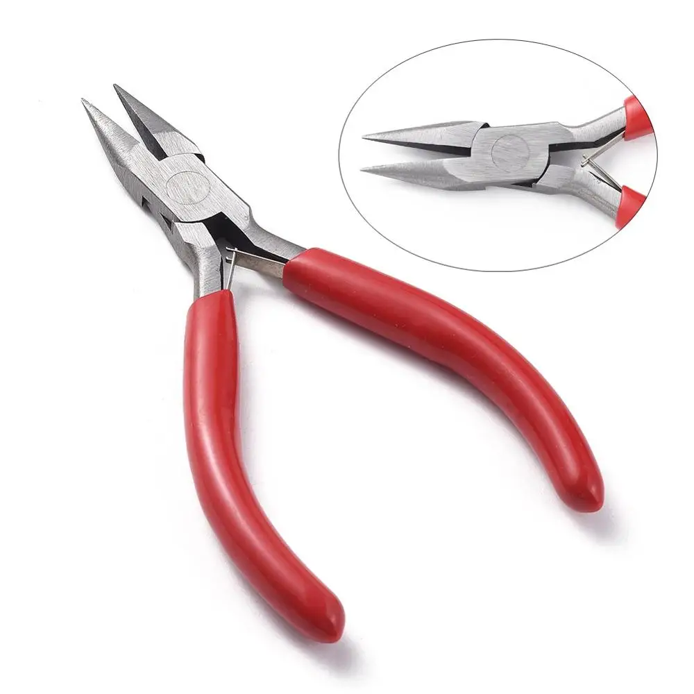 Jewelry Pliers Iron Red Short Chain Nose Pliers Jewelry Making Tools Equipment 135x55mm