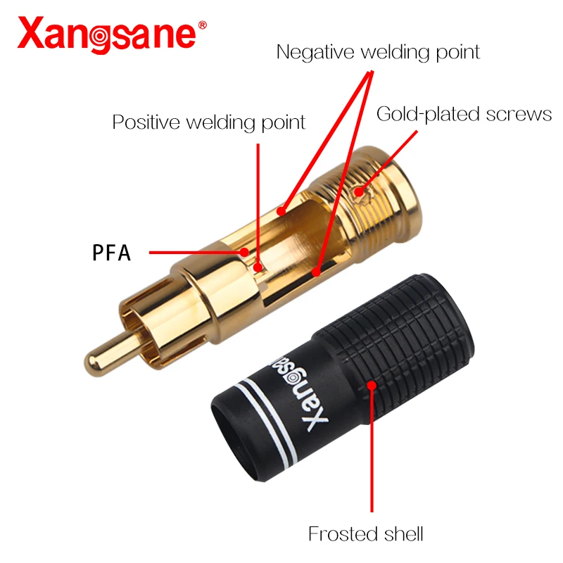 Xangsane 4 sztuk Lotus wtyczka RCA czysta miedziane złote plated audio kabel sygnałowy wtyczka hifi DIY głośnik wzmacniacz wtyczka kabla