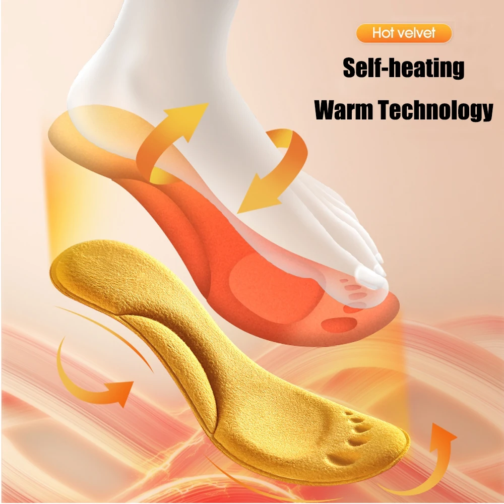 Winter Warm Insoles for Sports Shoes Self Heated Socks Sole Arch Support Orthopedic Insoles for Plantar Fasciitis Foot Warmer