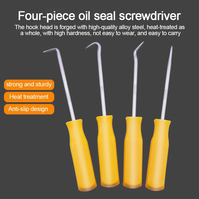 4Pcs Car Oil Seal Screwdrivers Set 140mm-240mm O-Ring Seal Gasket Puller Remover Pick Hooks Tools Car Repair Tools Accessories