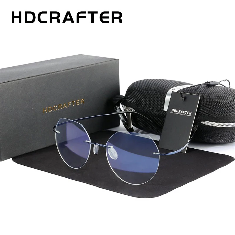 

HDCRAFTER Titanium Rimless Glasses Frame Women Round Polygon Eyeglasses Men Myopia Optical Prescription Glasses Korean Eyewear