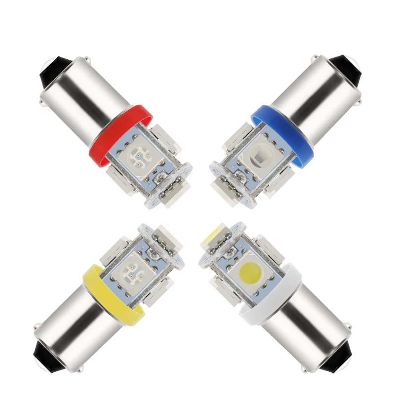 

1x T4W BA9S 5050 5SMD Car LED Interior Lamp Side Marker Backup Tail Reading Bulb Door License Plate Light Yellow Red Blue