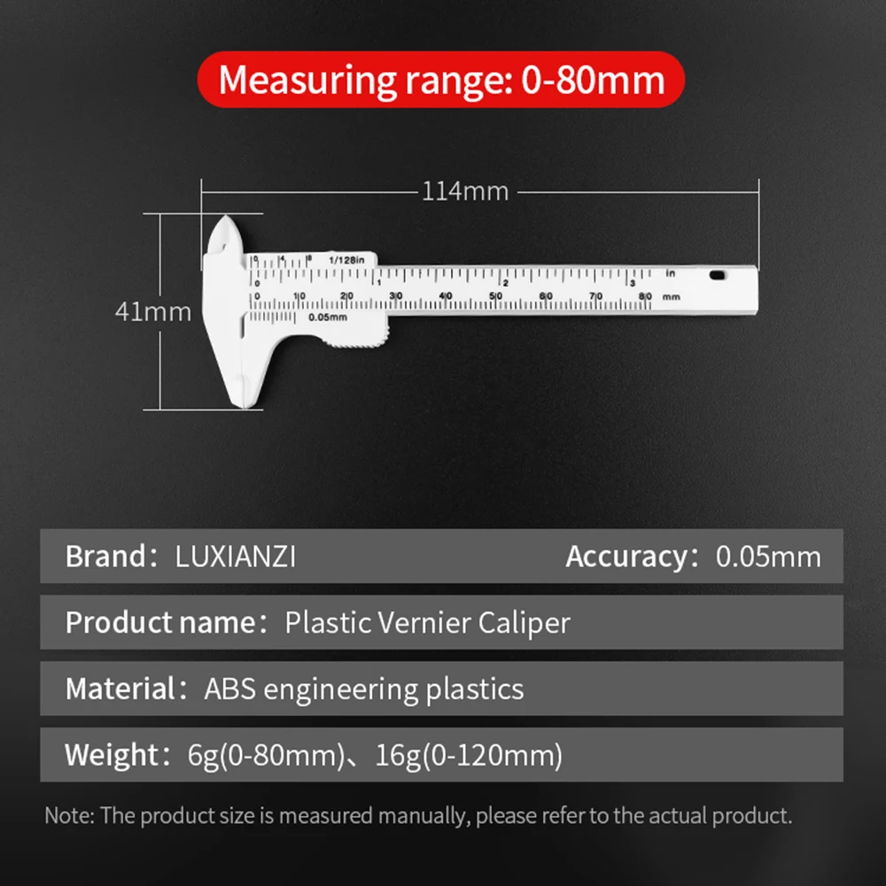 LUXIANZI 0-150mm Plastic Vernier Caliper High Precision Digital Calipe Mini Student Ruler Double Scale Depth Measuring Tool