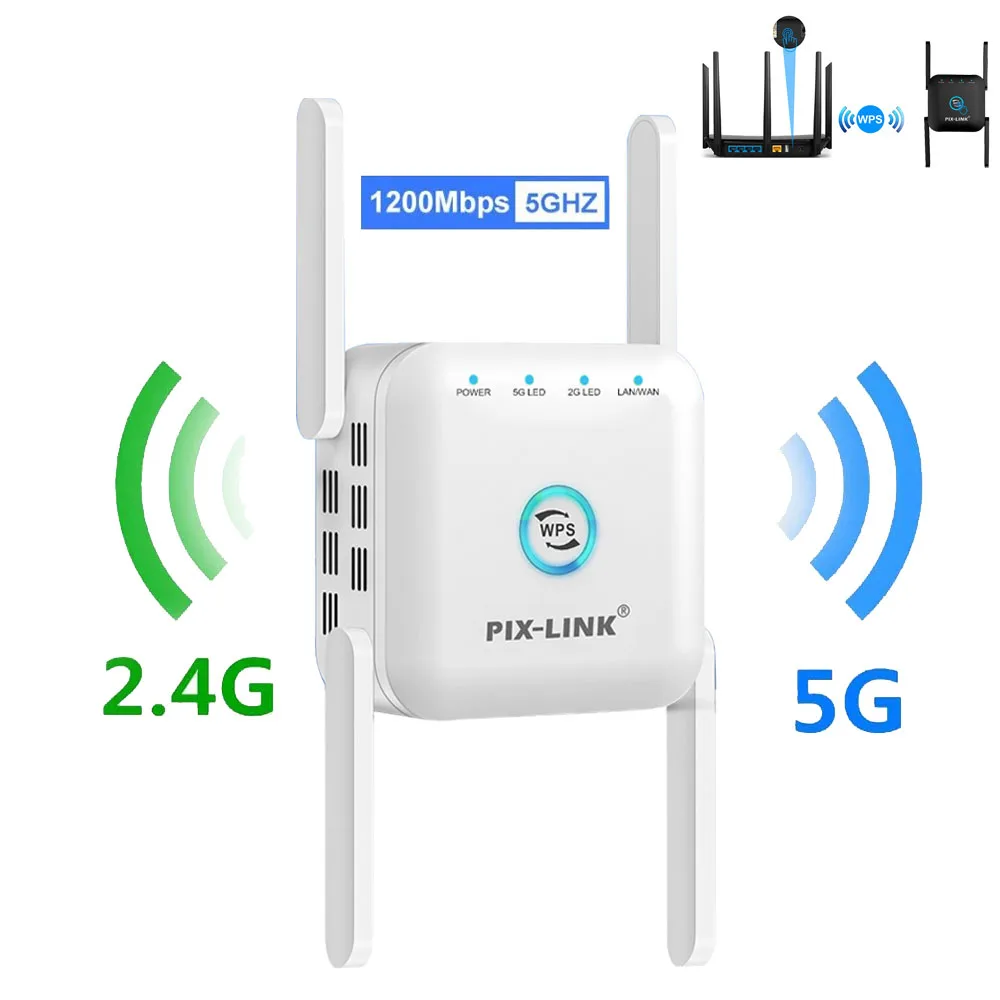 

PIXLINK 1200M Long Range Wifi Repeater 2.4GHZ 5GHZ Gigabit Router Wifi Signal Amplifier Wireless Repeater Wifi Extender Booster