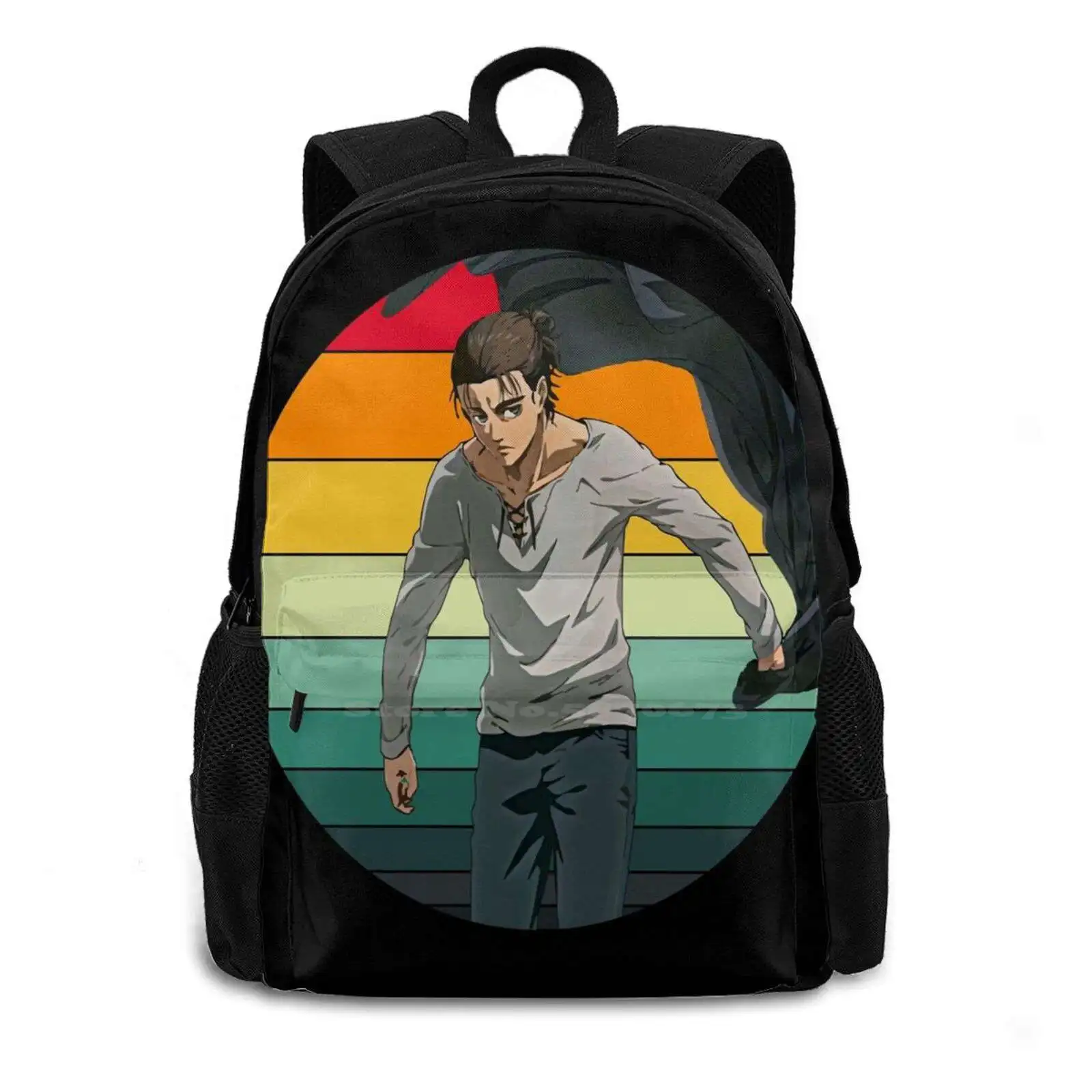 - Eren Yeager School Bag Big Capacity Backpack Laptop 15 Inch Shingeki No Kyojin Aot Snk Eren