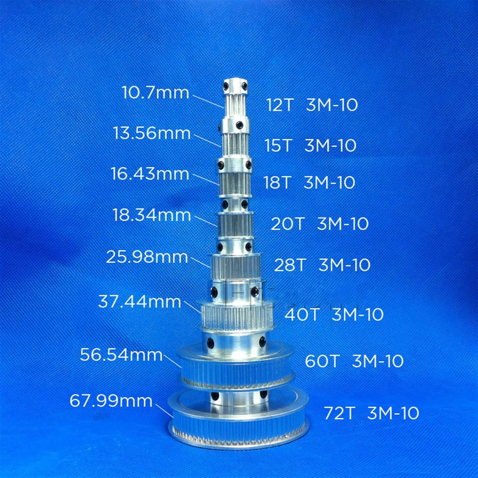 HTD3M-polea de rueda síncrona 12T:72T 1:6, correa de distribución de desaceleración, ancho de banda de 10 agujeros 5/6/8/12mm