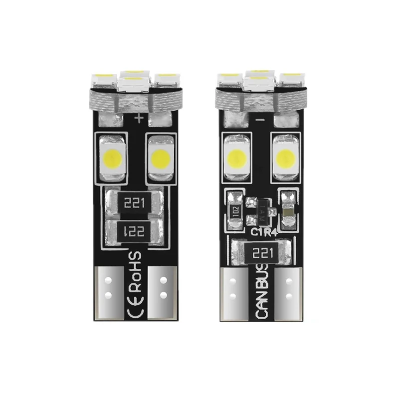 2pcs Car led width lamp decoding T10 1210 3528 8smd reading lamp CANbus license plate lamp light white DC 12V car accessories