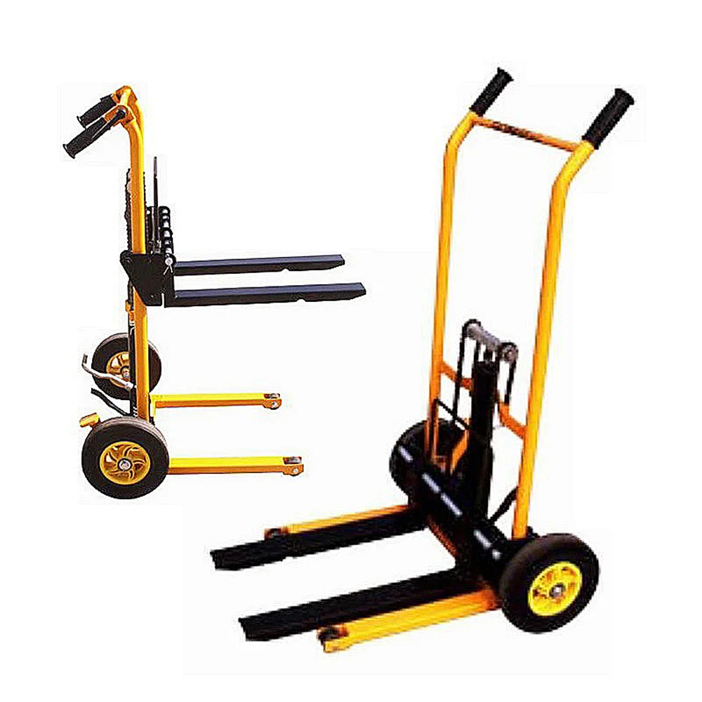 Four-wheel universal tiger truck fork lift folding flat trolley Cargo handling forklift