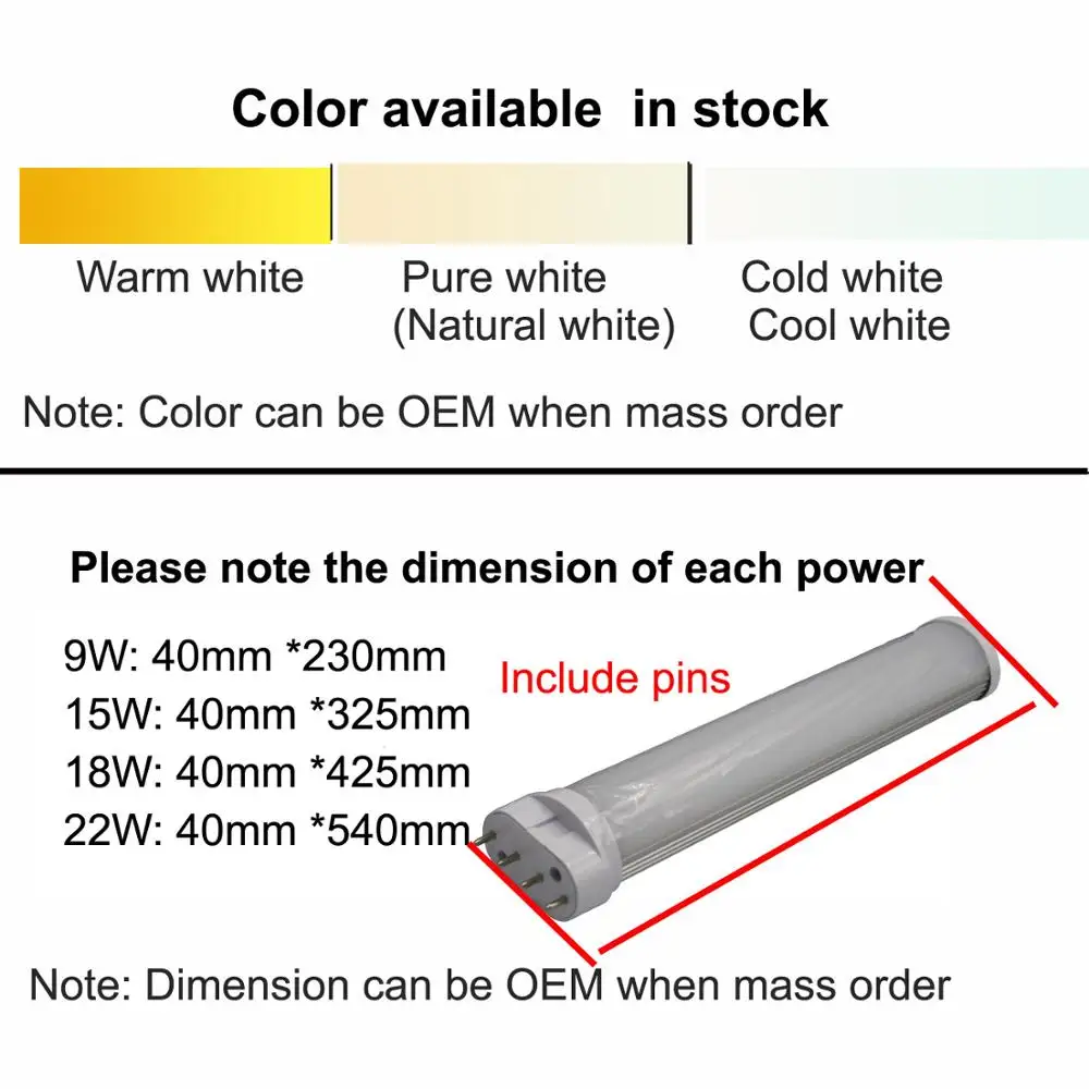 Imagem -02 - Tampa Difusa Smd para Substituição Luz de Plugue Led Lâmpada pl 2g11 9w 12w 15w 18w 22w Pinos Smd Ac96 265v