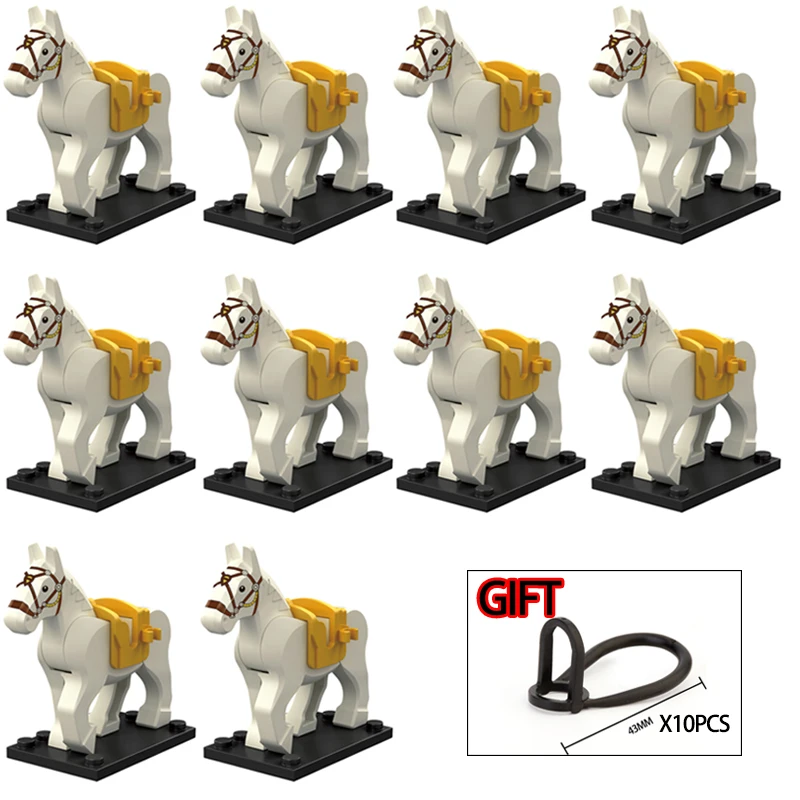 10PCS/LOT Medieval Time Knight Rohan War Horse Roman Animal Building Blocks Action Figures Toys For Children Koruit XP1007-1016