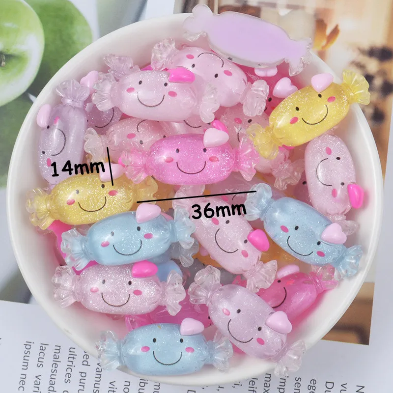 20PCS/Pack Smiling Face Candy Planar Resin Hair Earring Decoration Supplies DIY Epoxy Craft Materials Clothing Brooch Accessory