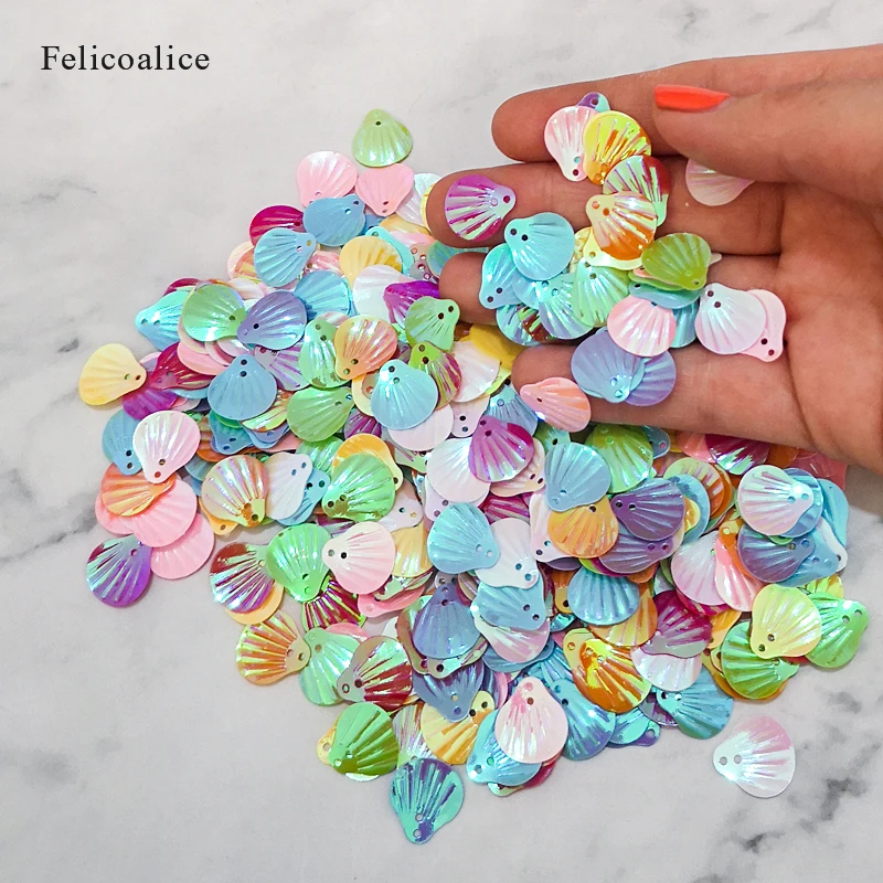 20g 18 COLORS 12*13mm Loose Sequins Sewing Embellishment Finding 2 Holes Shell Shape Paillette DIY Garment Accessories