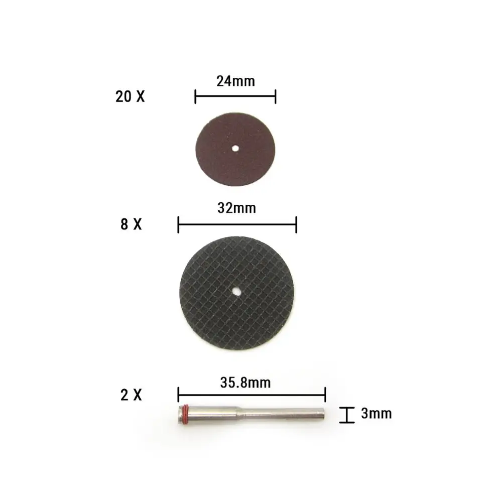 28Pcs Hai Mặt Lưới Đĩa Cắt + 2Pcs 3Mm Chuôi Nhựa Mini Tròn Thấy Lưỡi Dao kim Loại Mềm Cắt Gỗ Phù Hợp Với Dremel Dụng Cụ