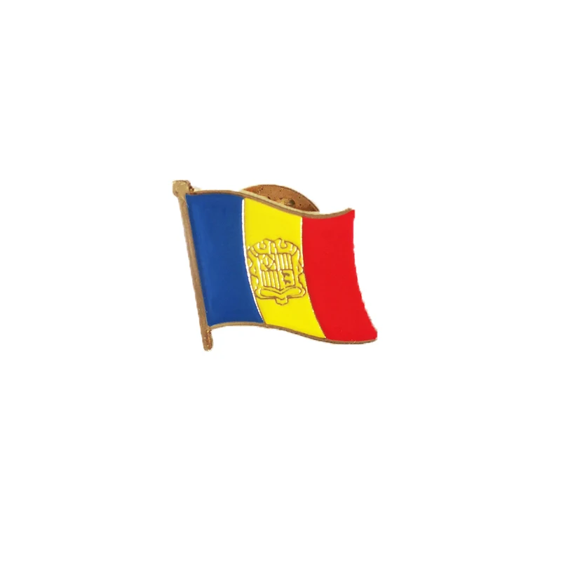 Andorra  National Flag Crystal Epoxy Metal Enamel Badge Brooch  Collection Souvenir Gifts  Lapel Pins Accessories  Size1.6*1.9cm