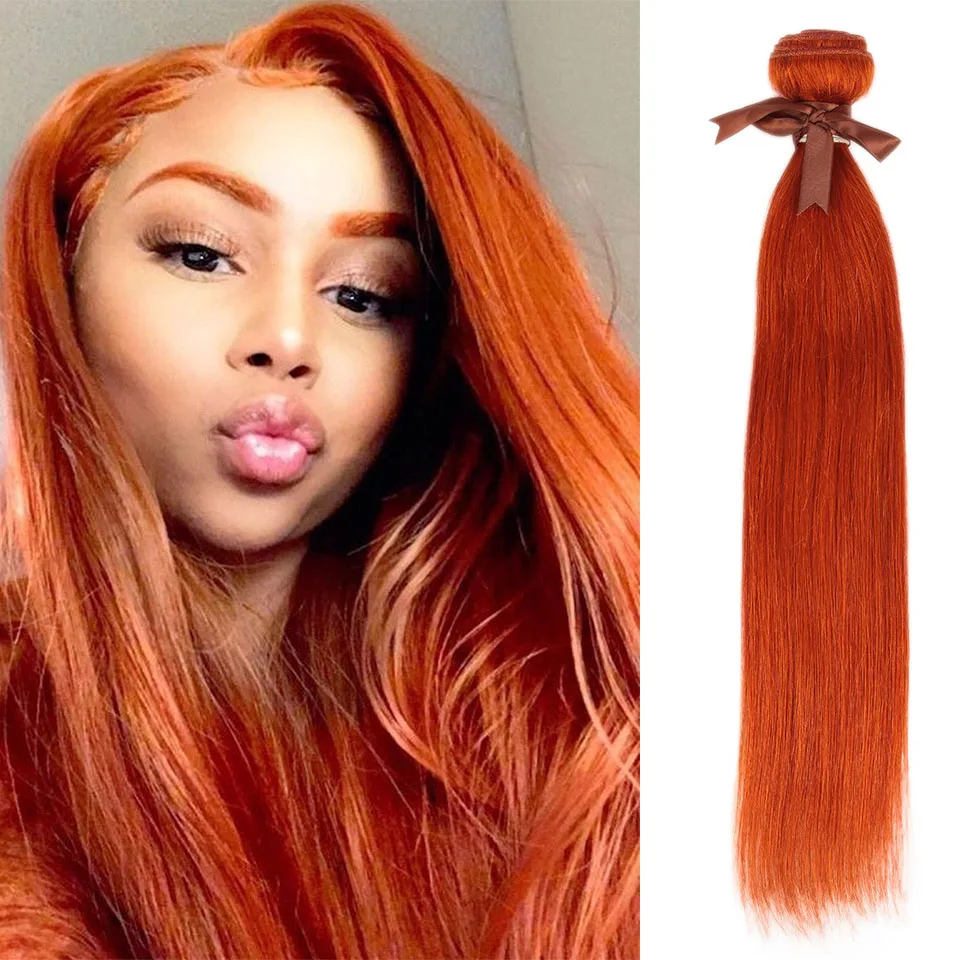 Remy Forte Straight Hair Bundles Blonde Brazilian Hair Weave Bundles 100% Human Hair Bundles 1/3/4 Bundles Orange Hair Bundles