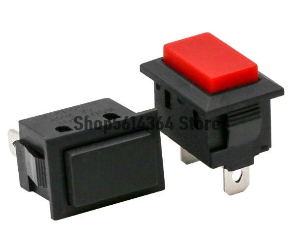 6A 2 Pin SPST Rectangle Momentary Push Botton Switch Red/Black Head 15*21MM KCD1-101 2pcs