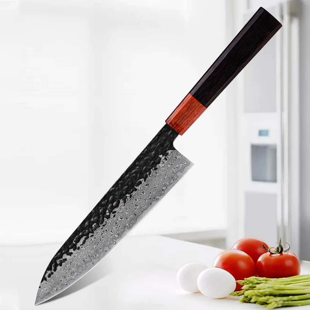 

Handmade Kitchen Knives Chef Cleaver Knife Japanese 9Cr18MoV Damascus Steel Friendly Cooking Tools Pakka Wood Handle