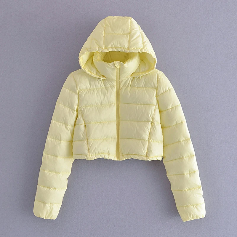 

NICE European Winter Women's Hooded Parka Pop Solid Lightweight Double Sided Cotton Padded Jacket Hip Hop Short Coat