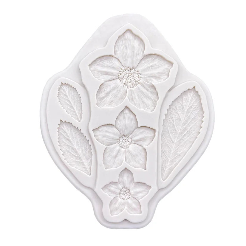 Strawberry Leaf Flower Silicone Cake Baking Mold Sugarcraft Chocolate Cupcake Baking Mould Resin Fondant Cake Decorating Tools