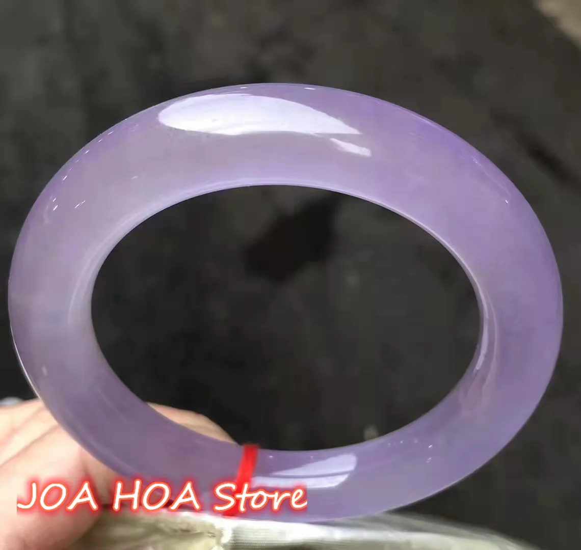 

Natural Myanmar Jadeite Bangle Round Bar Icy Species Purple Jade Woman Temperament Bracelets Elegant Hand-Ring Fine Jewelry