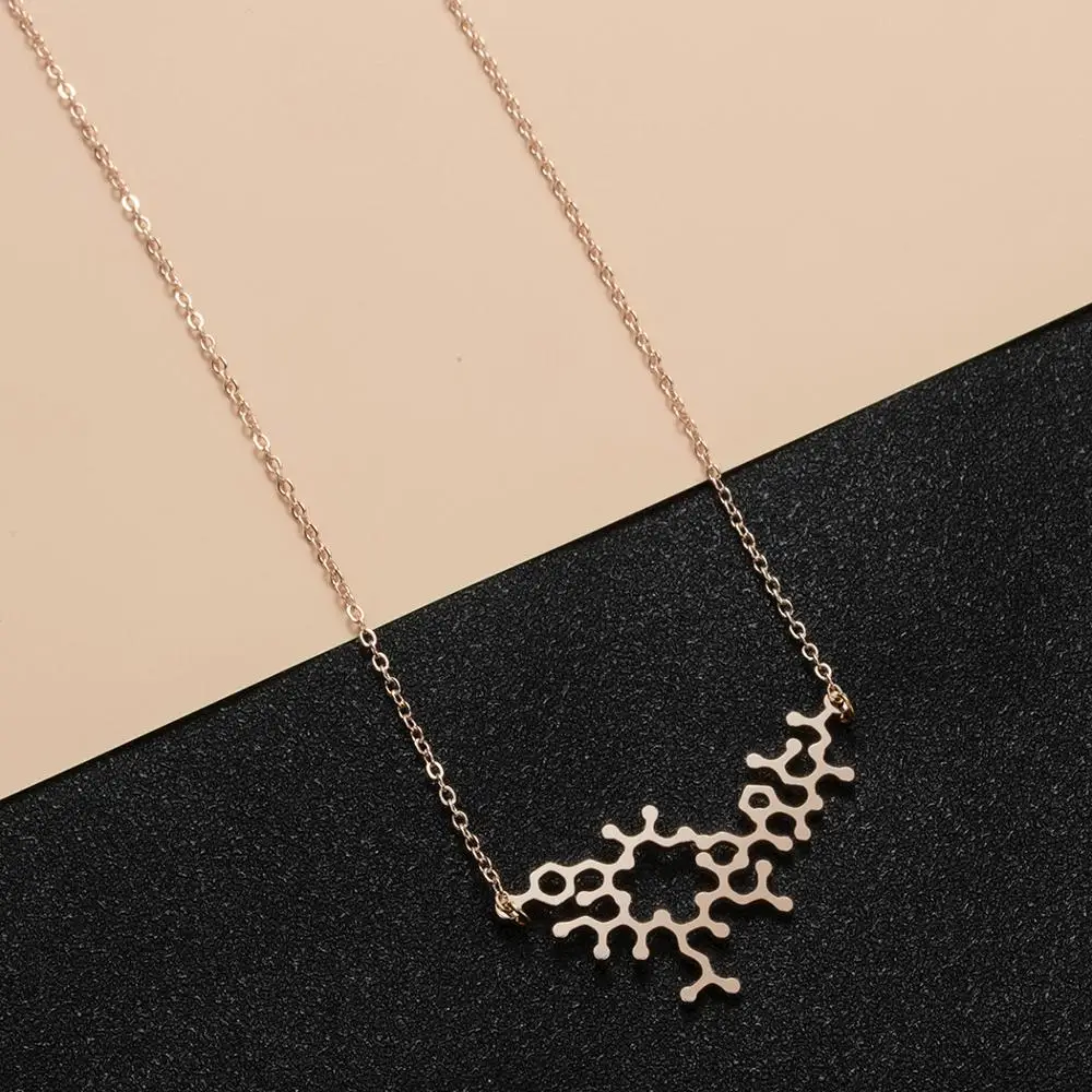 CHENGXUN Oxytocin Molecule Pendant Necklace Love Bonding Molecule Science Lovers Anniversary Gift Geometric Design