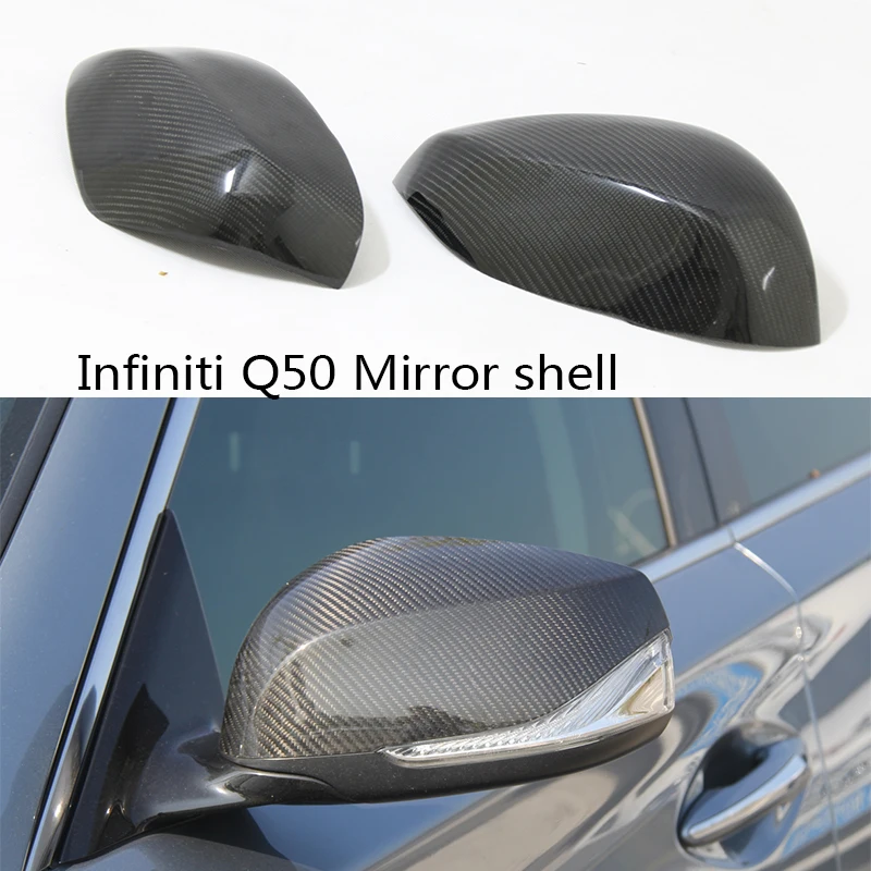 For Infiniti Q50 Q50S Q50L Q70 2014 2015 2016-UP Q60 QX30  Carbon Fiber Rear View Mirror Dry carbon caps Replacement Style