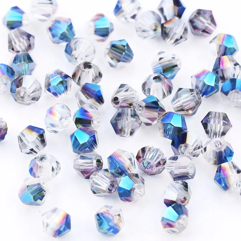 4mm Shiny AB color Crystal Bicone Beads Glass Jewelry Beads Loose Spacer Beads earring bracelet making Jewelry Accessories DIY