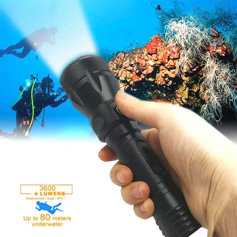 

Diving Flashlight,1000 Lumen Waterproof Diving Torch Scuba Dive Lights 80M Underwater LED Flashlight White Submersible Lights