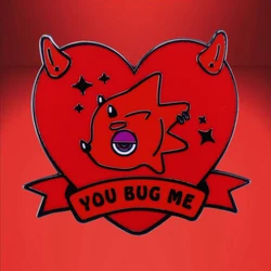 You Bug Me - Flick Hard Enamel Pin Red Demon Heart Brooch Animal Crossing New Horizon Funny Video Game Character Badge