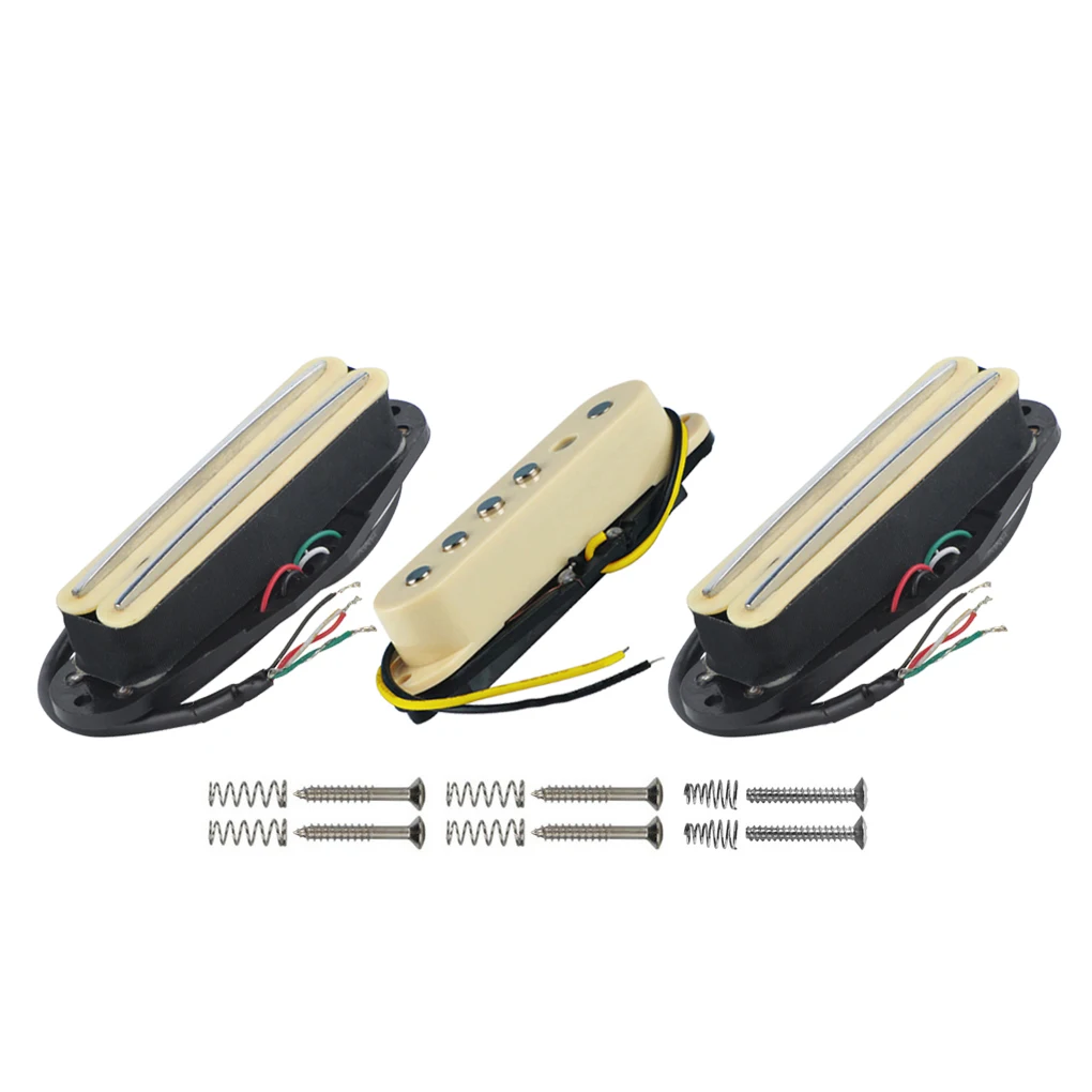 3-Pack Ceramic Magnet Neck/Middle/Bridge HSH Set Humbucker Pickups and Guitar Single Coils - Yellow