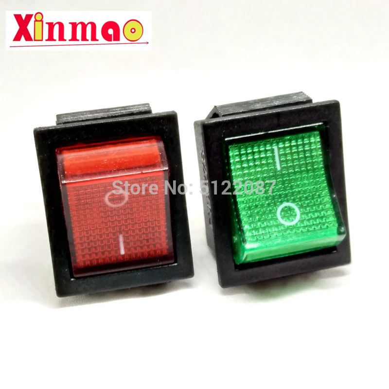 2Pcs/Lot 30mm*25mm Red 4 Pin Light On/off Boat Button Switch 250V 15A AC AMP 125V/20A 30*25mm KCD4-201 Green Power Switch New