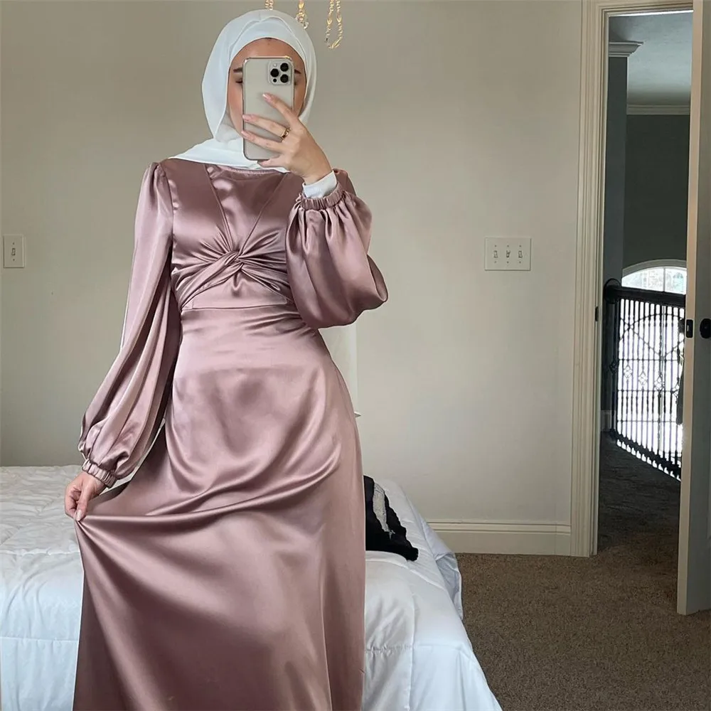 Abaya – Robe longue en Satin pour femmes musulmanes, pour Ramadan Eid, tenue Maxi islamique, Kaftan turc marocain du moyen-orient, nouvelle collection