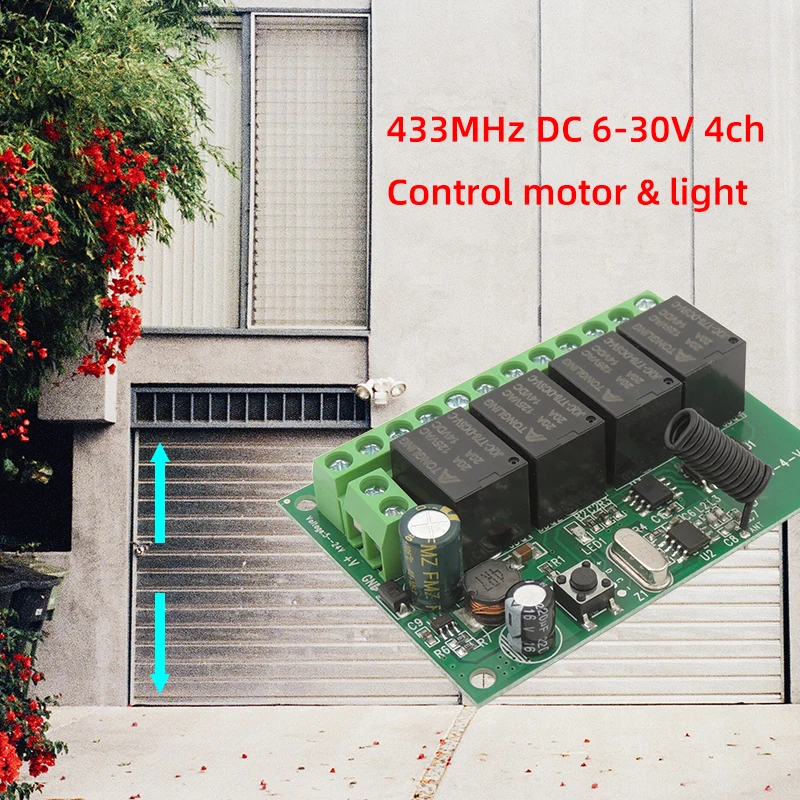 Uniwersalny bezprzewodowy przełącznik zdalnego sterowania 433MHz DC 6-30V 4CH10A odbiornik Rf 1000m nadajnik zasięgu do garażu/bramy/silnika/światła