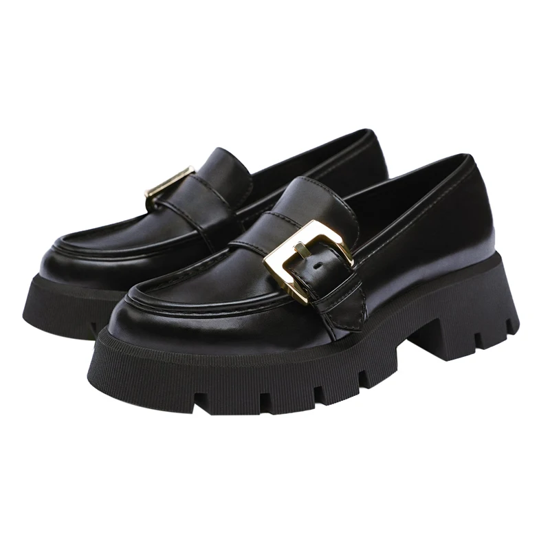 Brytyjskie buty brogsy z prawdziwej skóry Slip-on okrągłe Toe wysokość zwiększenie łodzi buty Casual płaskie mokasyny na platformie mieszkania