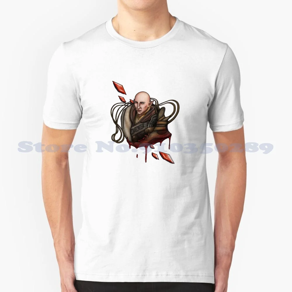 Solas 100% Cotton T-Shirt Dragon Age Inquisition Solas Dread Wolf Elvhen Elf Fantasy Tattoo Necklace Crystal Pretty Red Lyrium