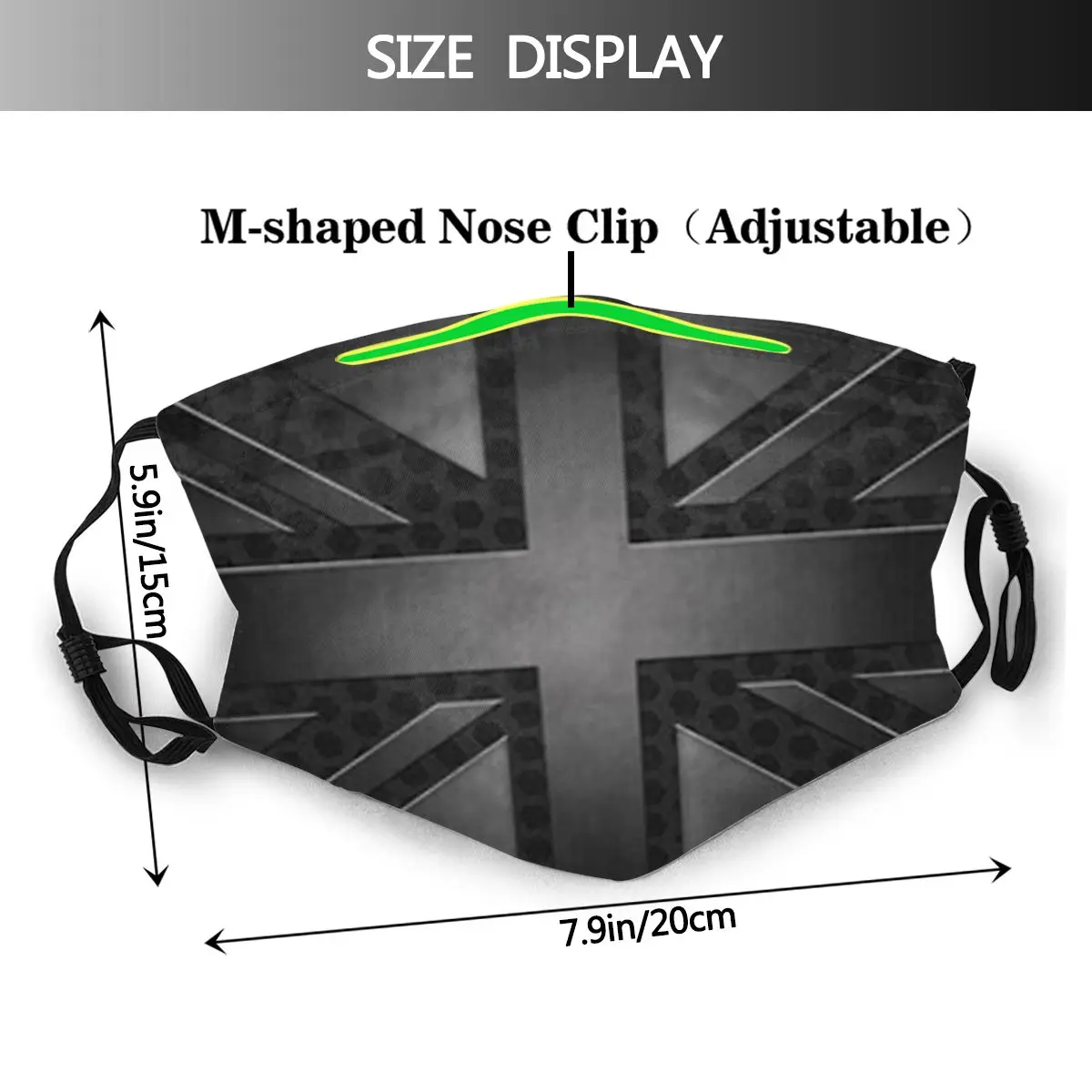 Union Jack-mascarilla facial lavable de color negro, máscara facial reutilizable con filtros, antihumo, Battlefield FPS