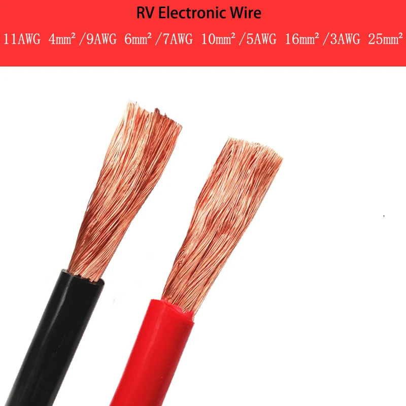 11Awg/9AWG/7AWG/5AWG/3AWG 1m RV Electronic Wire PVC Flame-Retardant Sheath Single Core multi-Strand Copper Core Flexible Cable