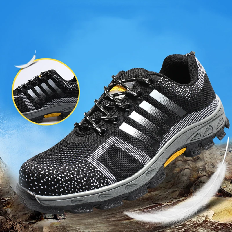 Dropshipping Puncture-Proof Safety Shoes Indestructible Non-slip Steel Toe Work Shoes Outdoor Breathable Men Shoes