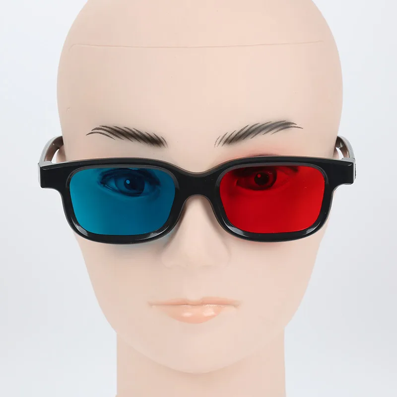 Gafas 3D de color rojo y azul para proyector, lentes con montura negra para TV, película, DVD, videojuegos, Dlp, JSX, novedad