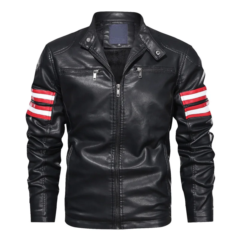 Novel Hot Sale Men Leather Jacket Coat Slim Fit PU Clothing Fleece Motorcycle Leather Jackets Male chaqueta cuero hombre