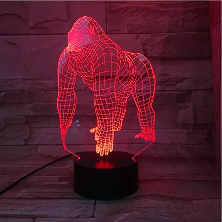 2023 Animal Orangutan Gorilla Chimpanzee 3D USB LED Lamp Remote 16 Colors Changing Mood Illusion Table Decor Night Light  538